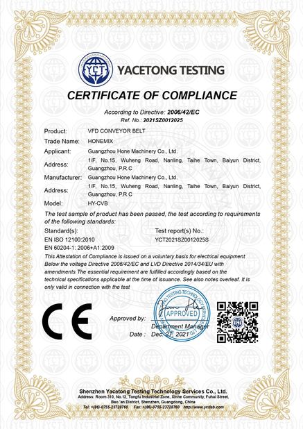 چین Guangzhou Hone Machinery Co., Ltd. گواهینامه ها